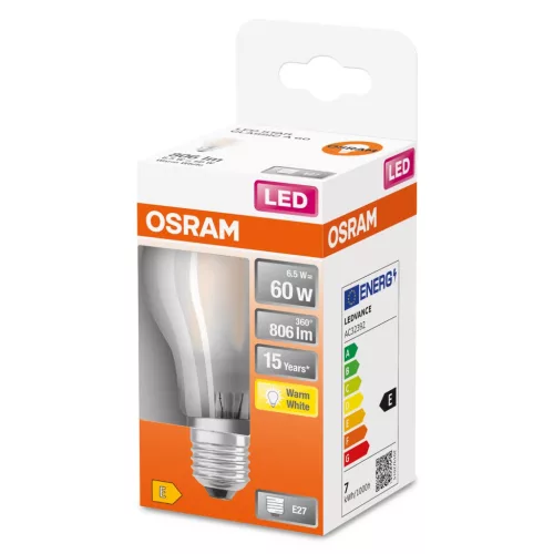 LED izzó E27 A60 6.5W = 60W 806lm 2700K 300° OSRAM STAR