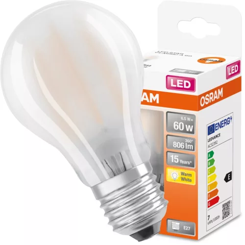 LED izzó E27 A60 6.5W = 60W 806lm 2700K 300° OSRAM STAR