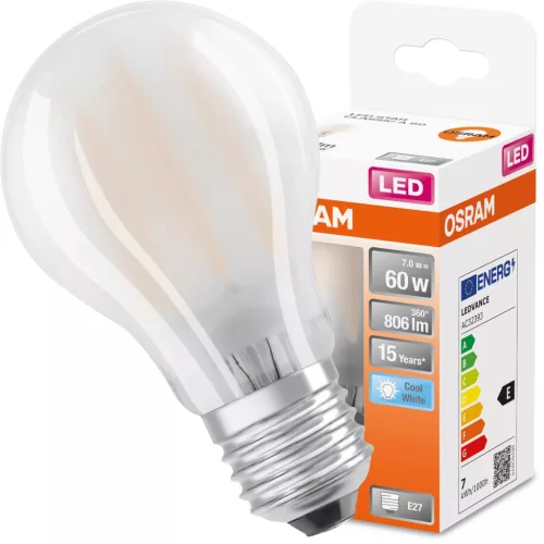 E27 A60 LED izzó 7W = 60W 806lm 4000K semleges 300° OSRAM STAR izzószál