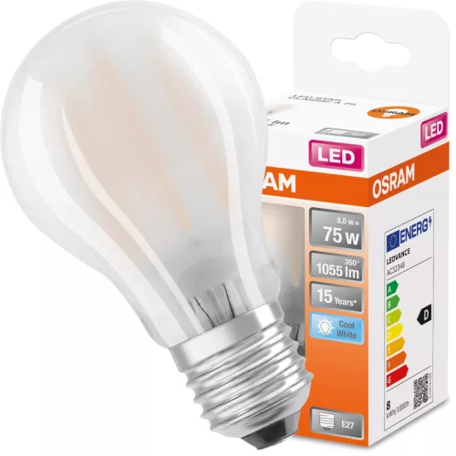 E27 A60 LED izzó 8W = 75W 1055lm 4000K Semleges 300° OSRAM STAR izzószál
