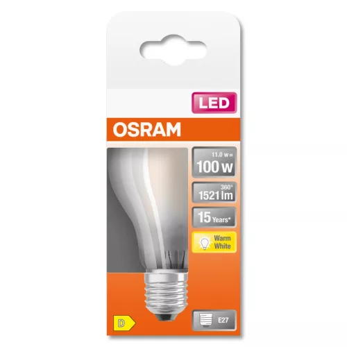 LED izzó E27 A60 11W = 100W 1521lm 2700K 300° OSRAM STAR izzószál