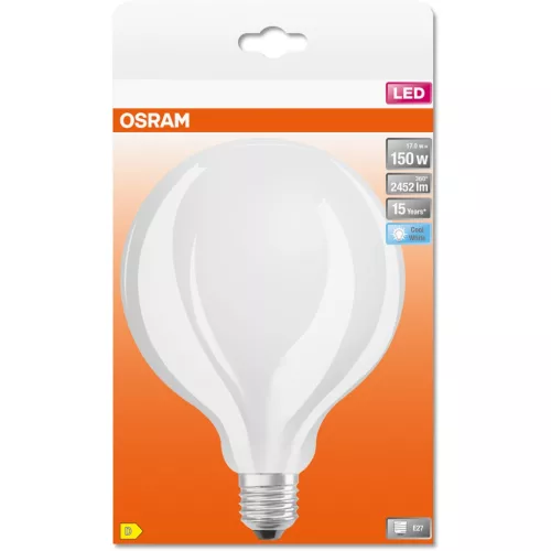 E27 G125 LED izzó 17W = 150W 2542lm 4000K Semleges 320° OSRAM STAR izzószál