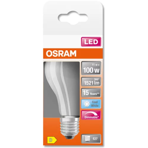 E27 A60 LED izzó 11W = 100W 1521lm 4000K Semleges 300°-os izzószálas, szabályozható OSRAM SUPER STAR