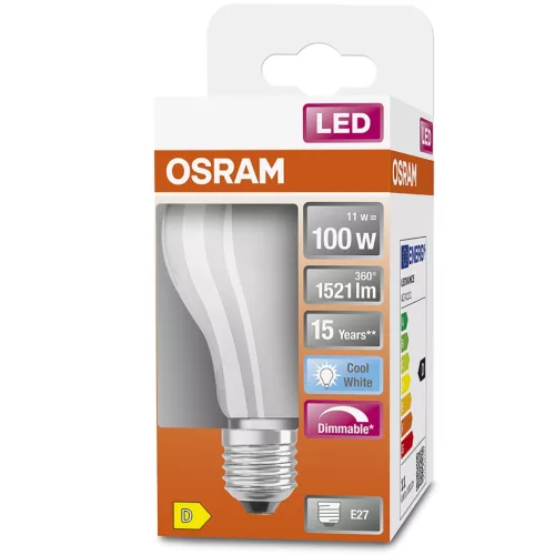 E27 A60 LED izzó 11W = 100W 1521lm 4000K Semleges 300°-os izzószálas, szabályozható OSRAM SUPER STAR