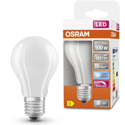 E27 A60 LED izzó 11W = 100W 1521lm 4000K Semleges 300°-os izzószálas, szabályozható OSRAM SUPER STAR