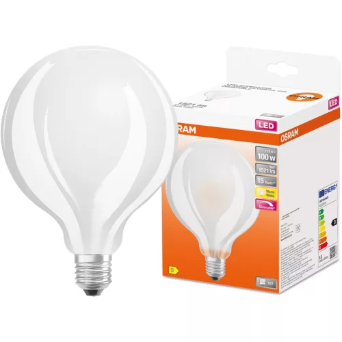 E27 G95 LED izzó 11W = 100W 1521lm 2700K meleg, 300°-os izzószál, szabályozható OSRAM SUPER STAR