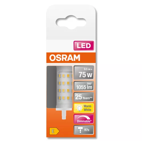 LED izzó R7s 78mm 9,5W = 75W 1055lm 2700K  300° OSRAM STAR szabályozható