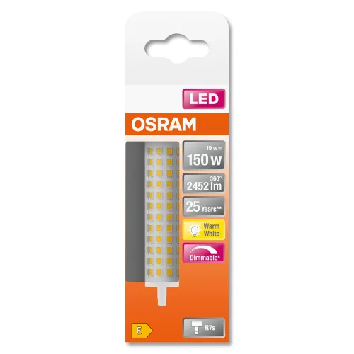 LED izzó R7s 118mm 19W = 150W 2452lm 2700K  360° OSRAM STAR szabályozható