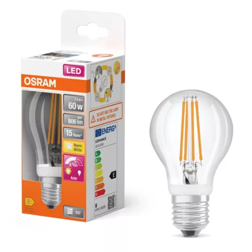 LED izzó 7,3 W E27 2700K 806lm meleg érzékelő szürkület érzékelővel