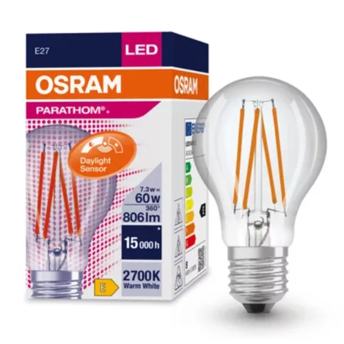 LED izzó 7.3W E27 2700K 806lm szürkületérzékelővel