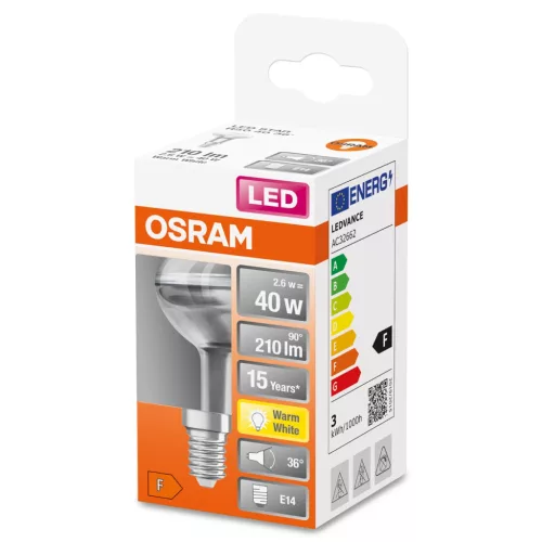 LED izzó E14 R80 2.6W = 40W 210lm 2700K 36° OSRAM Star