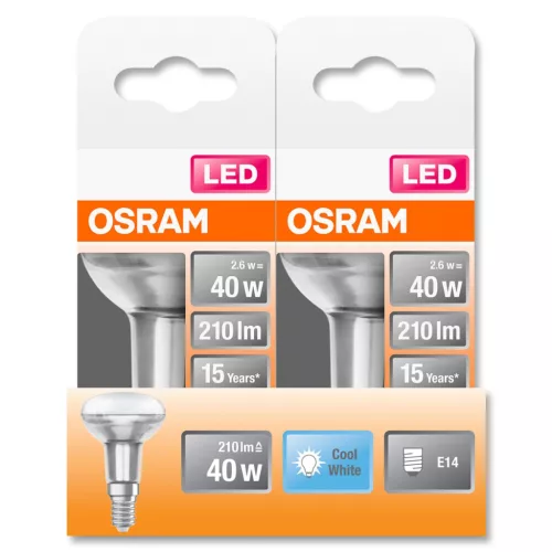 E14 R80 LED izzó 2.6W = 40W 210lm 4000K Semleges 36° OSRAM Star