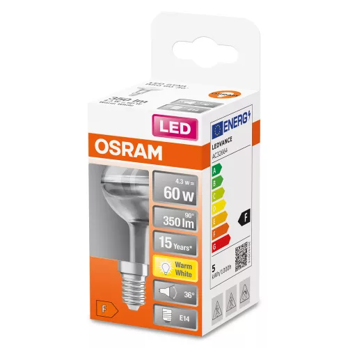 LED izzó E14 R50 4.3W = 50W 350lm 2700K 36° OSRAM STAR