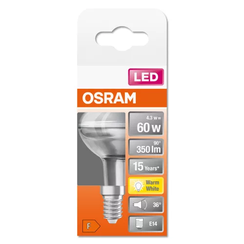 LED izzó E14 R50 4.3W = 50W 350lm 2700K 36° OSRAM STAR