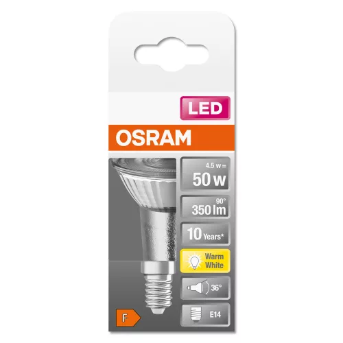 LED izzó E14 R50 4.5W = 50W 350lm 2700K 36° OSRAM STAR