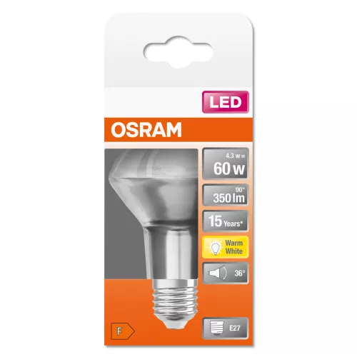 LED izzó E27 R63 4.3W = 60W 350lm 2700K 36° OSRAM STAR