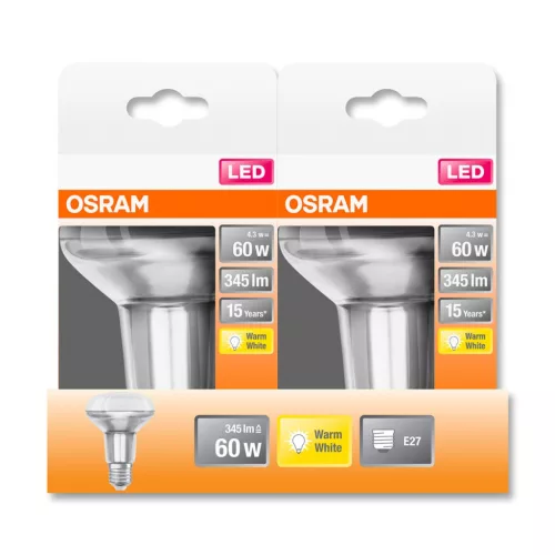 LED izzó E27 R80 4.3W = 60W 350lm 2700K Meleg 36° OSRAM STAR