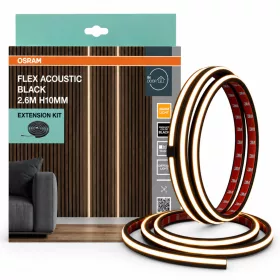   LED neon szalag 24W 208lm 3000K meleg fehér 24V 2.6m fekete matt szabályozható fényerejű akusztikus lamellapanelekhez H10 bővítőkészlet Acoustic Osram