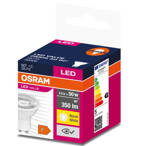 GU10 LED izzó 4.5W = 50W 350lm 3000K  60° OSRAM érték