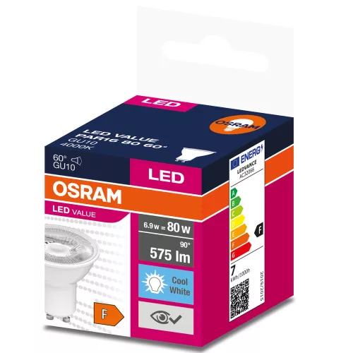 GU10 LED izzó 6.9W = 80W 575lm 4000K 60° OSRAM érték
