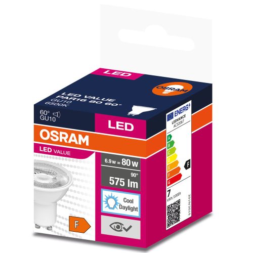 GU10 LED izzó 6.9W = 80W 575lm 6500K hideg 60° OSRAM érték