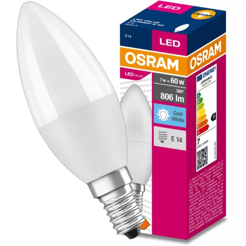E14 B35 LED izzó 7W = 60W 806lm 4000K semleges OSRAM érték