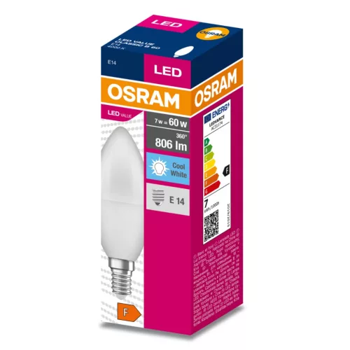 E14 B35 LED izzó 7W = 60W 806lm 4000K semleges OSRAM érték