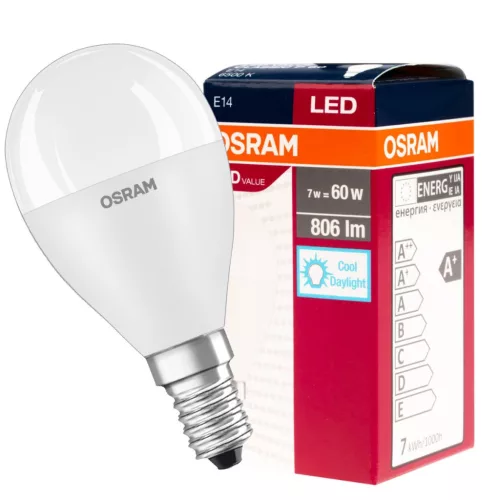 E14 P45 LED izzó 8W = 60W 806lm 6500K Cold OSRAM érték