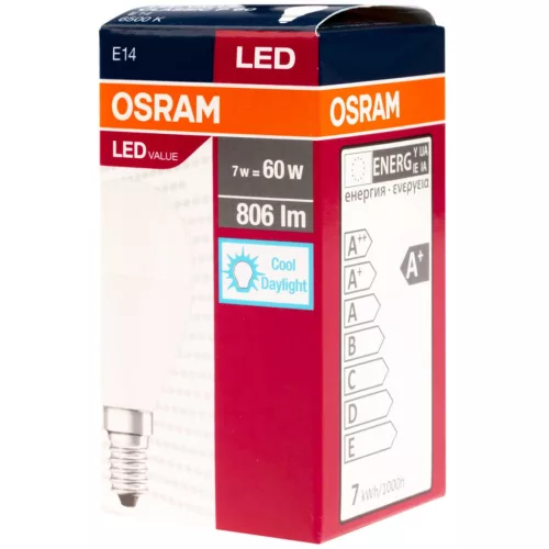 E14 P45 LED izzó 8W = 60W 806lm 6500K Cold OSRAM érték