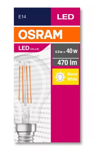 E14 P45 LED izzó 4W = 40W 470lm 2700K  320° OSRAM érték izzószál