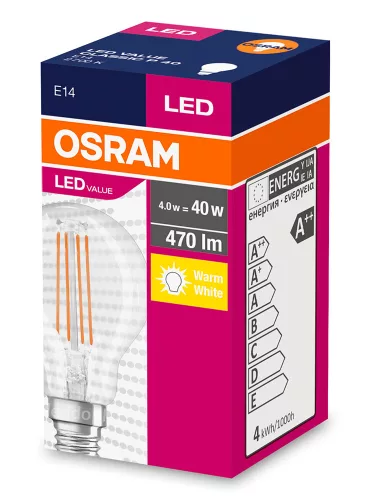 E14 P45 LED izzó 4W = 40W 470lm 2700K  320° OSRAM érték izzószál