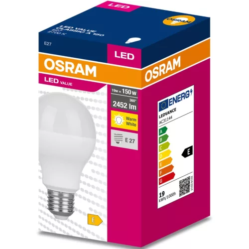 E27 A60 LED izzó 19W = 150W 2452lm 2700K 360° OSRAM