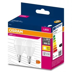 2db LED izzó E14 P45 7W = 60W 806lm 2700K  200° OSRAM