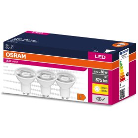   3PAK LED izzó GU10 6.9W = 80W 575lm 2700K meleg 36° OSRAM ÉRTÉK