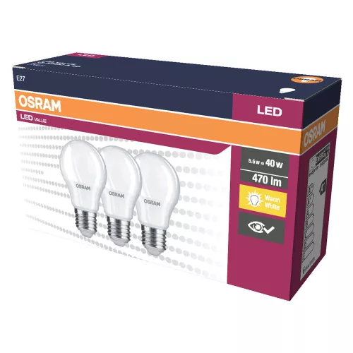 3db LED izzó E27 A60 4.9W = 40W 470lm 2700K  200° OSRAM