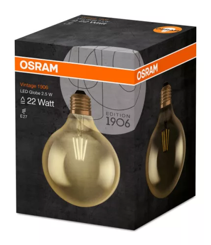 E27 G125 LED izzó 2,5W = 22W 225lm 2500K OSRAM