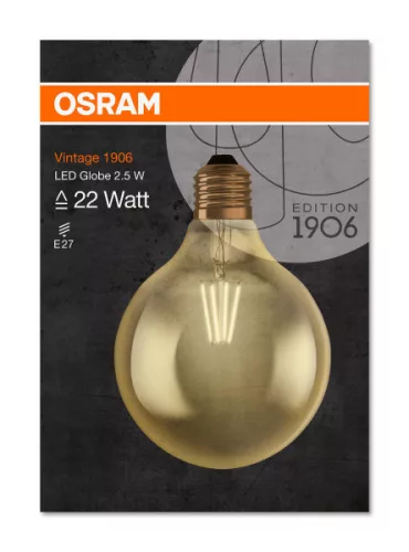 E27 G125 LED izzó 2,5W = 22W 225lm 2500K OSRAM
