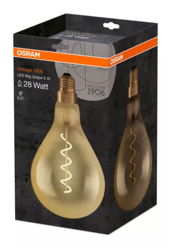 LED izzó E27 A60 5W = 28W 300lm 2000K 360° OSRAM Vintage 1906