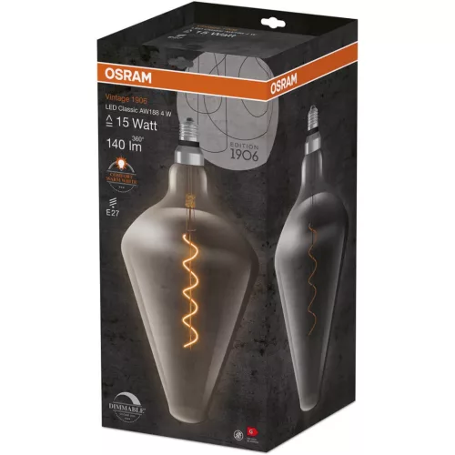 Dekoratív LED izzó E27 AW188 4W = 15W 140lm 1800K , 300°-os izzószálas, szabályozható OSRAM Vintage 1906