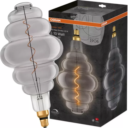 Dekoratív LED izzó E27 NEST 4,8W = 10W 100lm 1800K  320°-os izzószál szabályozható