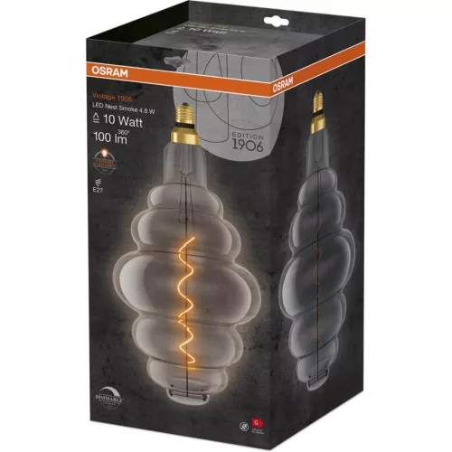 Dekoratív LED izzó E27 NEST 4,8W = 10W 100lm 1800K  320°-os izzószál szabályozható