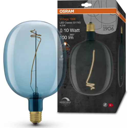 E27 BALLON LED dekoratív izzó 4,5W = 10W 100lm 1600K meleg 320°-os izzószál szabályozható OSRAM Vintage 1906