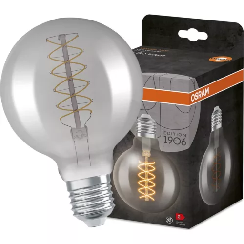 Dekoratív LED izzó E27 G95 7.8W = 30W 360lm 1800K Meleg 320°-os izzószálas, szabályozható OSRAM Vintage 1906