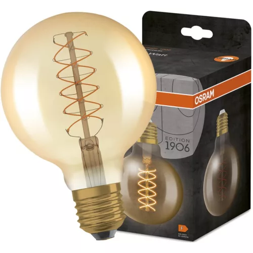 Dekoratív LED izzó E27 G95 7W = 48W 600lm 2200K , 320°-os izzószálas, szabályozható