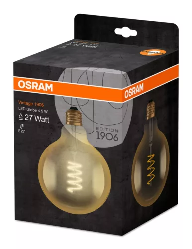LED izzó E27 G125 5W = 25W 250lm 2000K 300° OSRAM