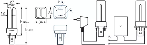 G24D-3 fénycső 26W 1800lm 2700K Meleg 120° OSRAM Dulux D