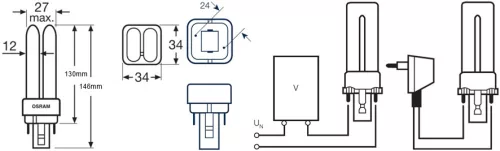 G24Q-2 fénycső 18W 1200lm 4000K Semleges 120° OSRAM Dulux D/E