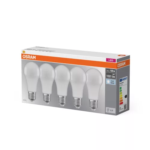 5x LED izzó A60 E27 13W = 100W 1521lm 4000K Semleges 180°-os foglalat Osram