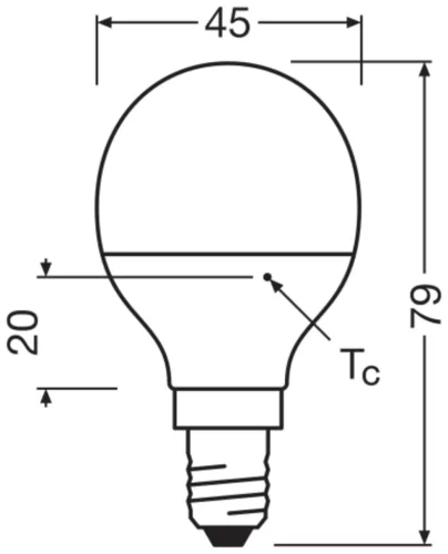 LED izzó P45 gömb alakú E14 4.9W = 40W 470lm 2700K Meleg CRI>97 180° CLASSIC Osram
