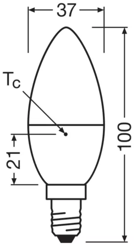 LED izzó B37 gyertya E14 2.9W = 25W 250lm 2700K Meleg CRI>97 200° CLASSIC Osram